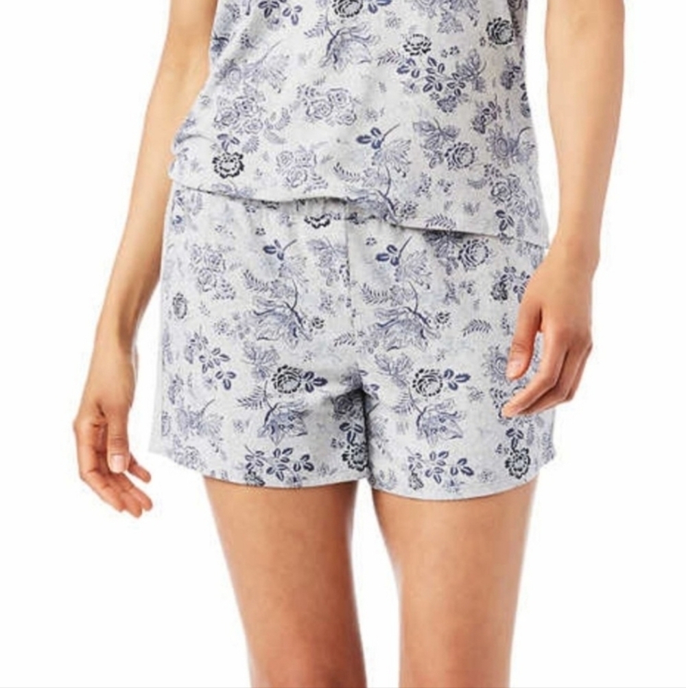 Lucky Brand Denim Gray Floral Print 4 Piece Pajamas Set Women's Small S Soft EUC - Picture 5 of 10